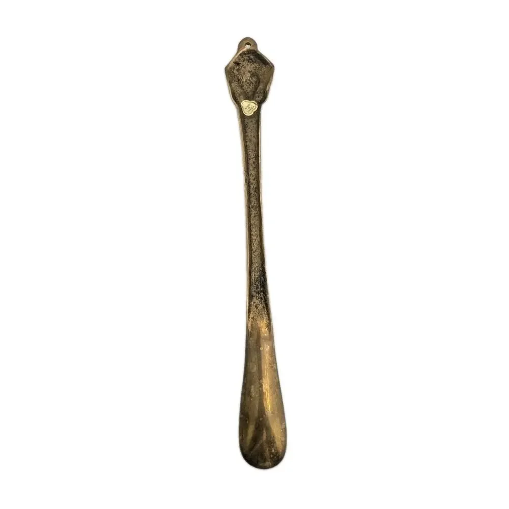 Solid Brass Lion Head Shoe Horn Ornate Vintage 14.5